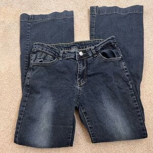 flared high rise denim jeans